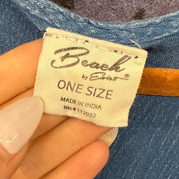 Beach by Exist Dress Blue White Cotton Embroidered Flowy Beach Resort Vacation - Picture 2 of 6